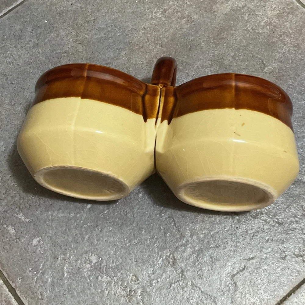 Vintage Brown and Tan Ceramic Condiment Set